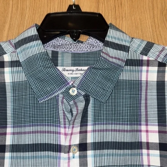 Tommy Bahama colorful plaid shirt button front size large cotton - Picture 2 of 4